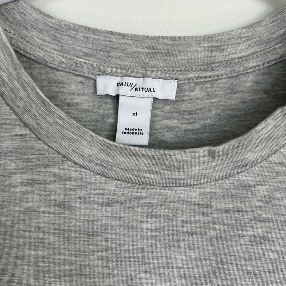 Daily Ritual Soft Rayon Jersey Crew Neck Long-Sleeve Split-Hem Tunic sz L - Picture 3 of 6